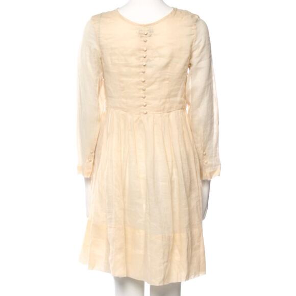 Innika Choo Ramie Linen Pleated Lattice Dress Irish Cream 1 S NWT $328 - Picture 6 of 12